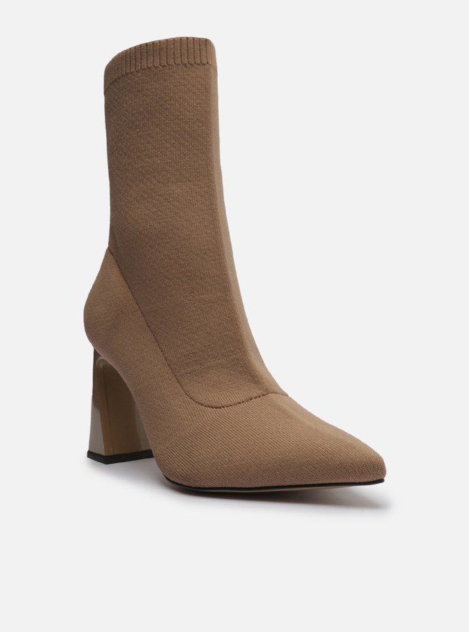 Bota Skinny Nude Knit Cano Curto