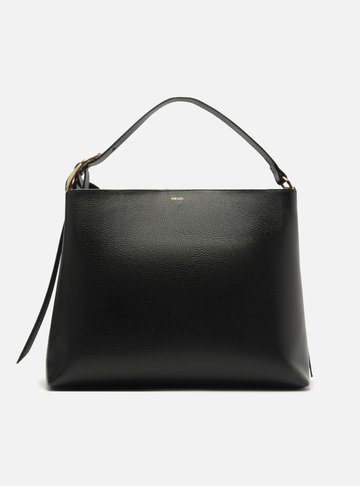 Bolsa Tote Preta Couro Grande Básica