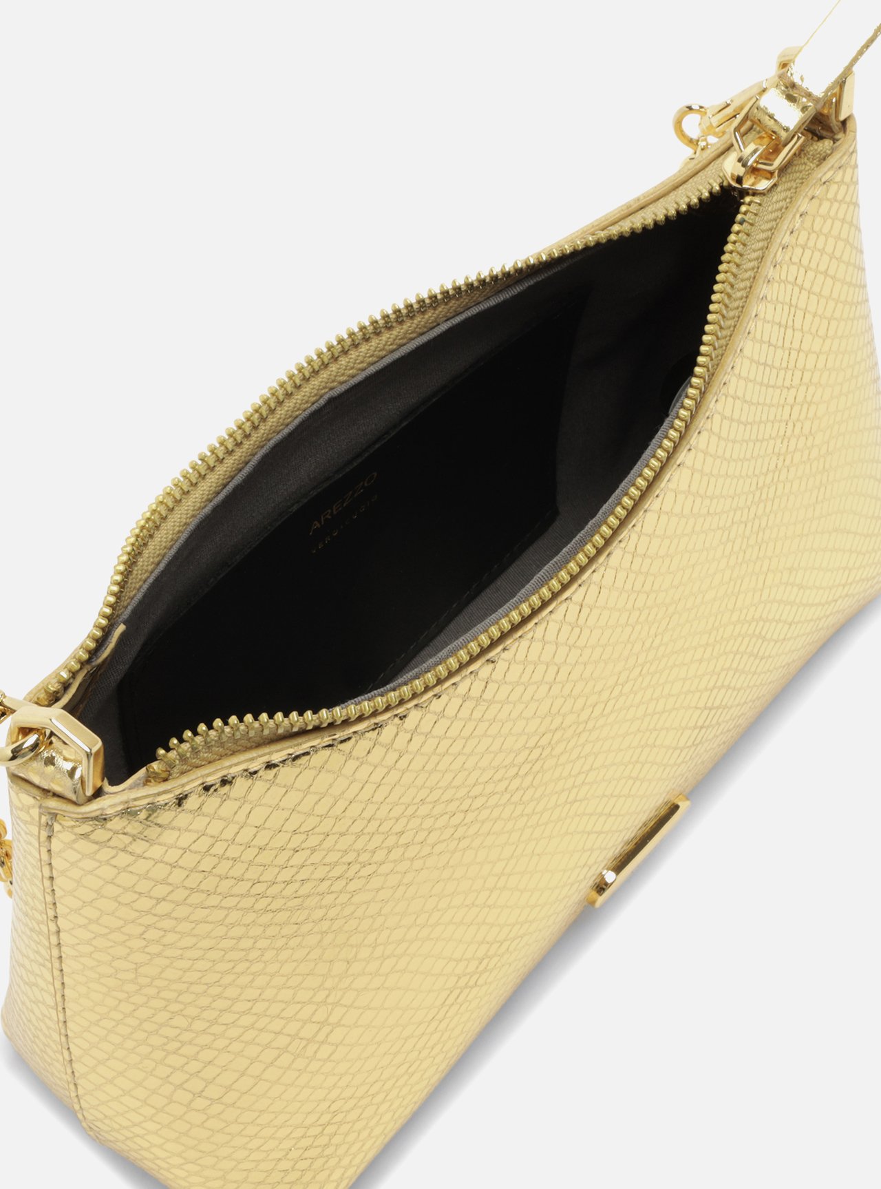Bolsa Tiracolo Dourada Snake Pequena Corrente — foto 4