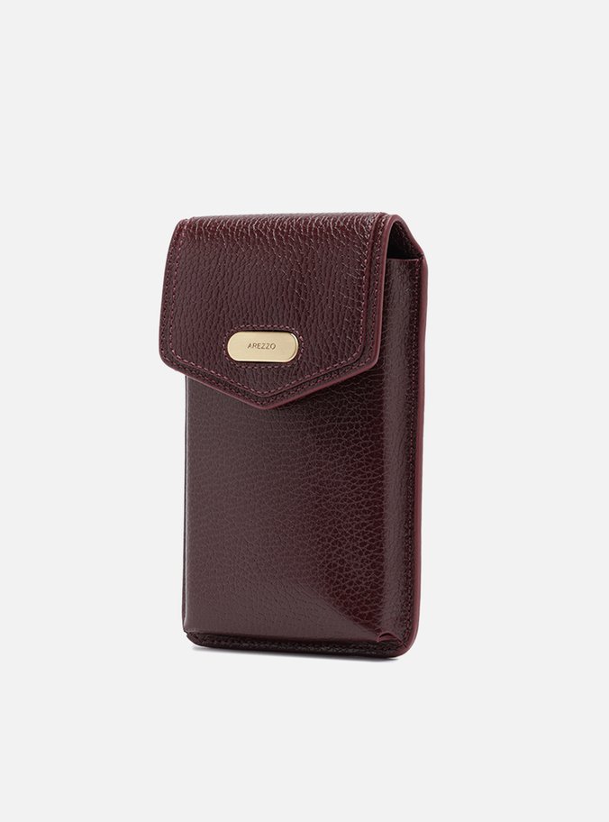 Mini Bag Vinho Couro Porta-Celular Tag Metal