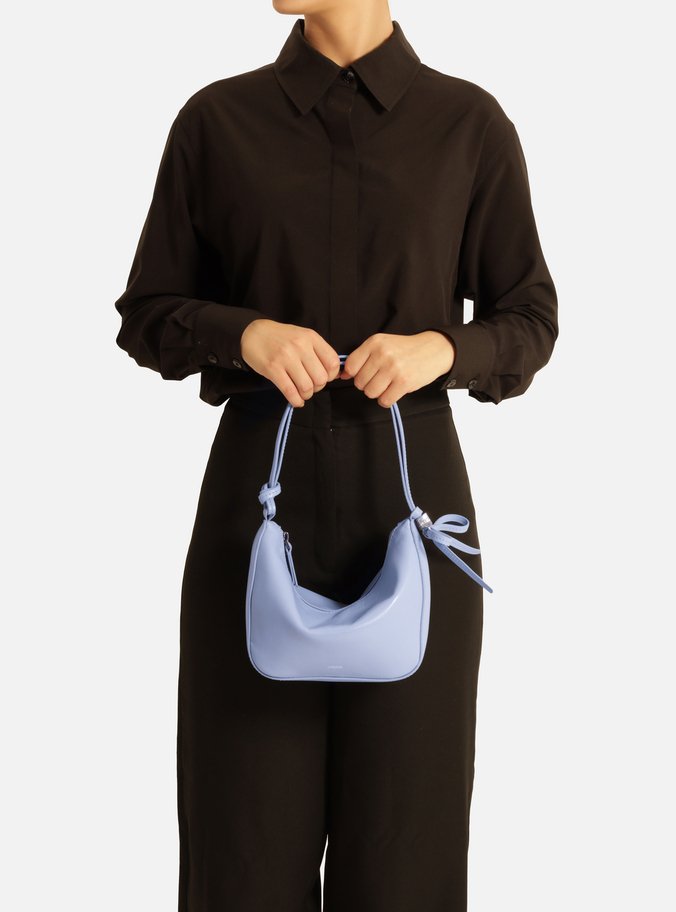 Bolsa Tiracolo Azul Couro Pequena Alças Mix