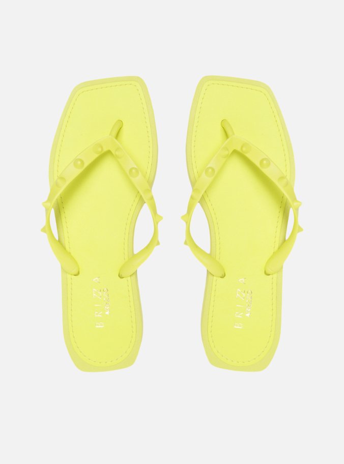 Chinelo de Dedo Amarelo Bico Quadrado Brizza Rock