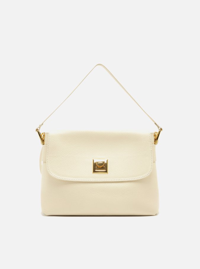 Bolsa Satchel Branca Couro Média Metal
