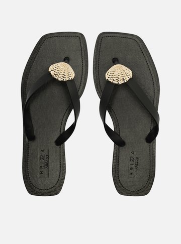 Chinelo de Dedo Preto Recouro Square Concha