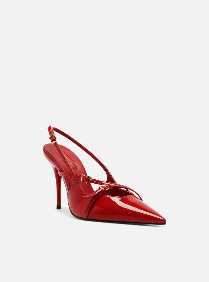 Scarpin Vermelho Verniz Salto Alto Slingback Amélia