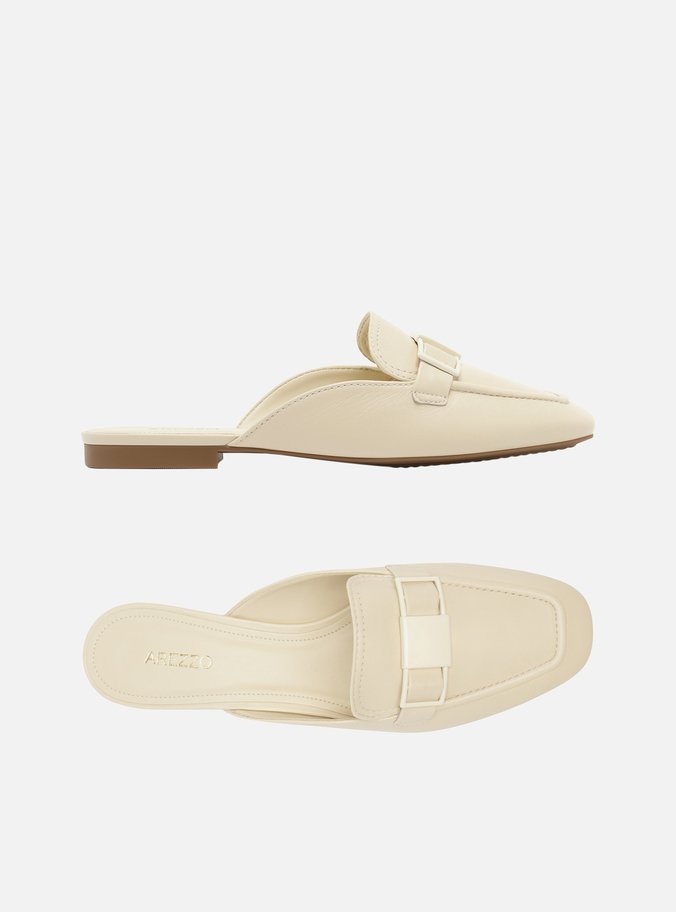 Mule Branco Couro La Isla