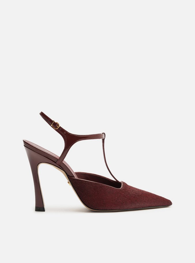 Scarpin Vermelho Pelo Salto Alto Aberto Telma