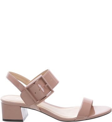 Sandália Verniz Baixa Fivela Retro Smoke Rose