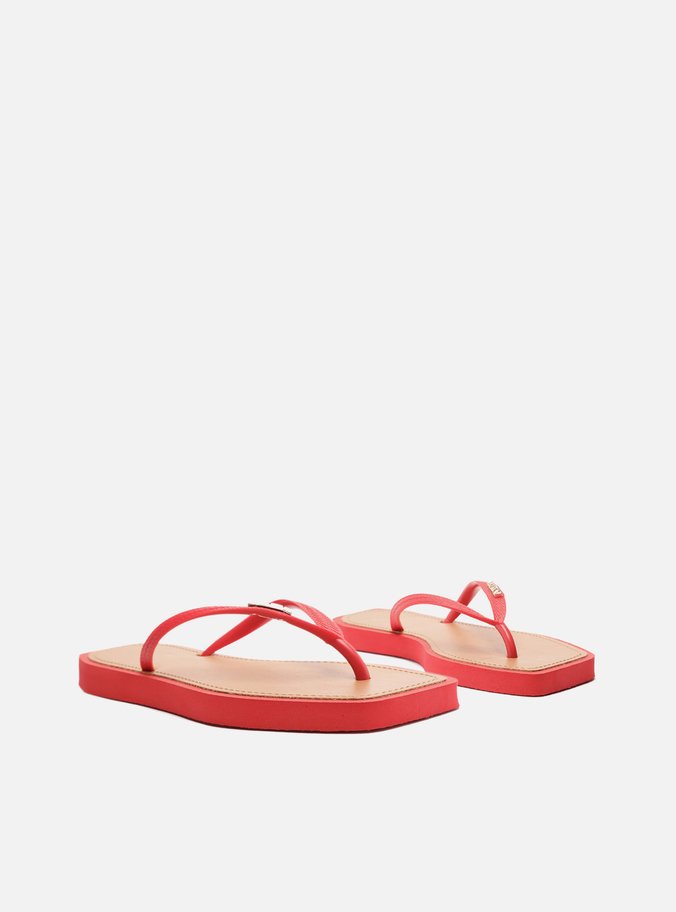 Chinelo de Dedo Vermelho Square Palmilha Marrom