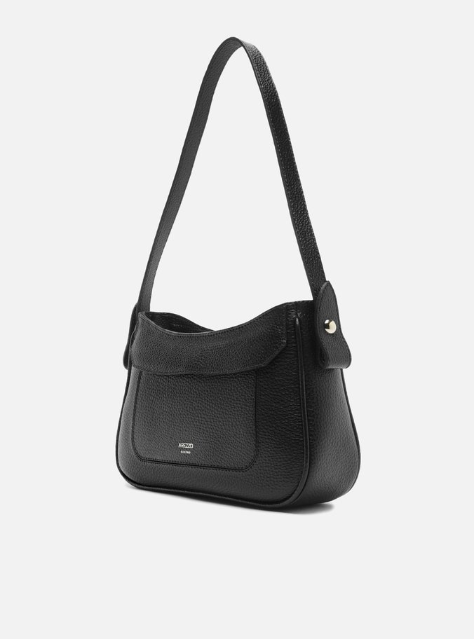Bolsa Shoulder Preta Média Detalhe Camurça