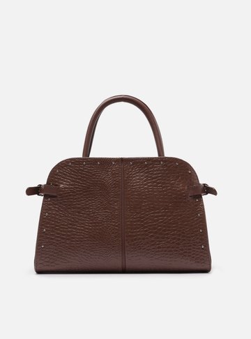 Arezzo — Bolsa Tote Marrom Croco Grande Rebites