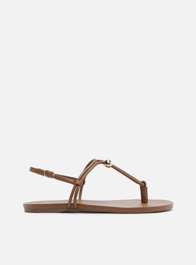 Sandália Rasteira Marrom Tiras Slim Esfera