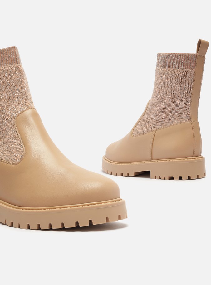 Bota Infantil Nude Cano Médio Knit