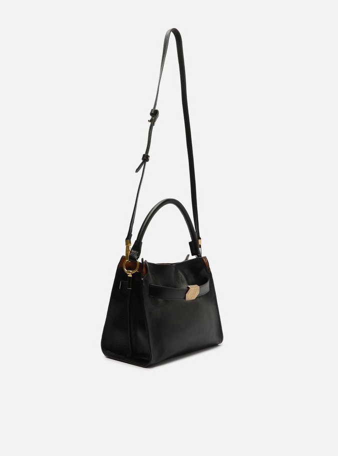 Bolsa Tote Preta Couro Média Color Marrom
