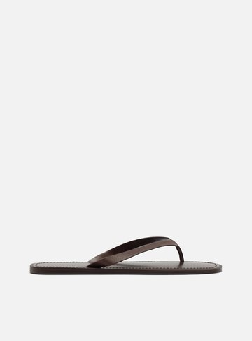 Rasteira Marrom Couro Flip Flop Livia