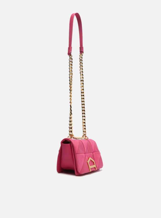 Bolsa Tiracolo Rosa Couro Nobuck  Pequena