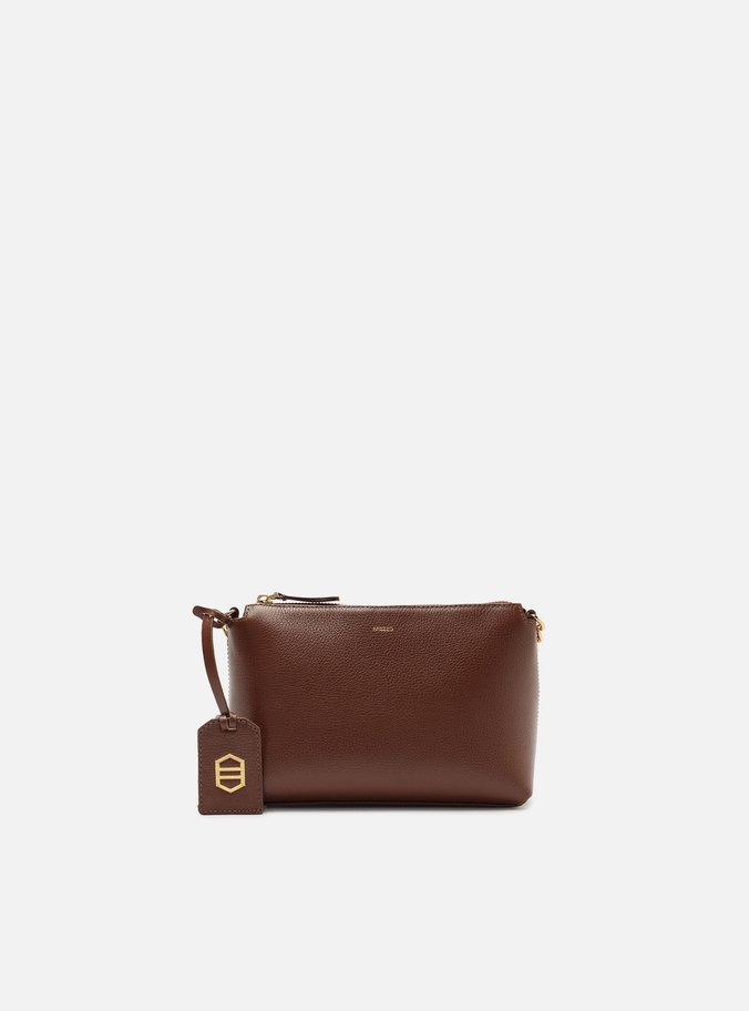 Bolsa Tiracolo Marrom Couro Pequena Corrente