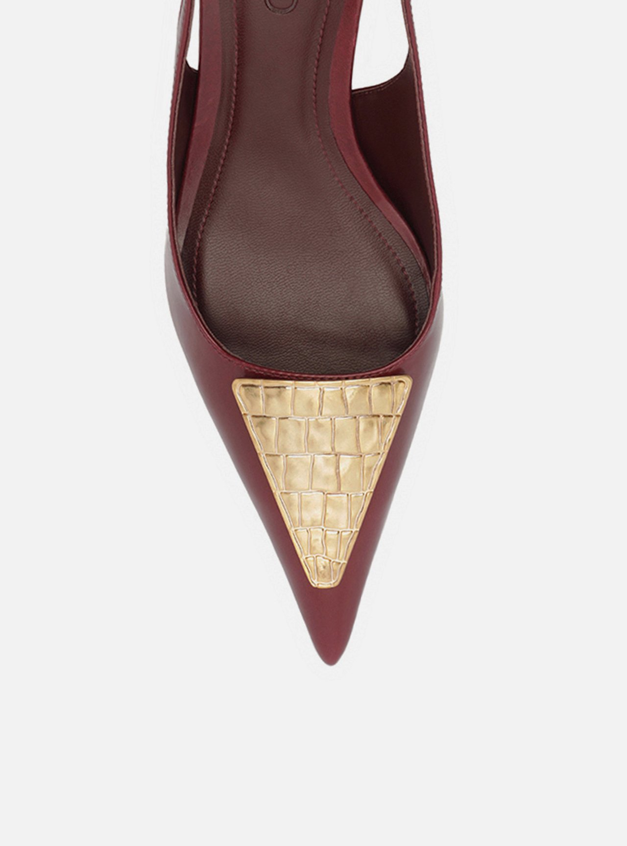 Scarpin Bordô Couro Salto Fino Metais Slingback — foto 5