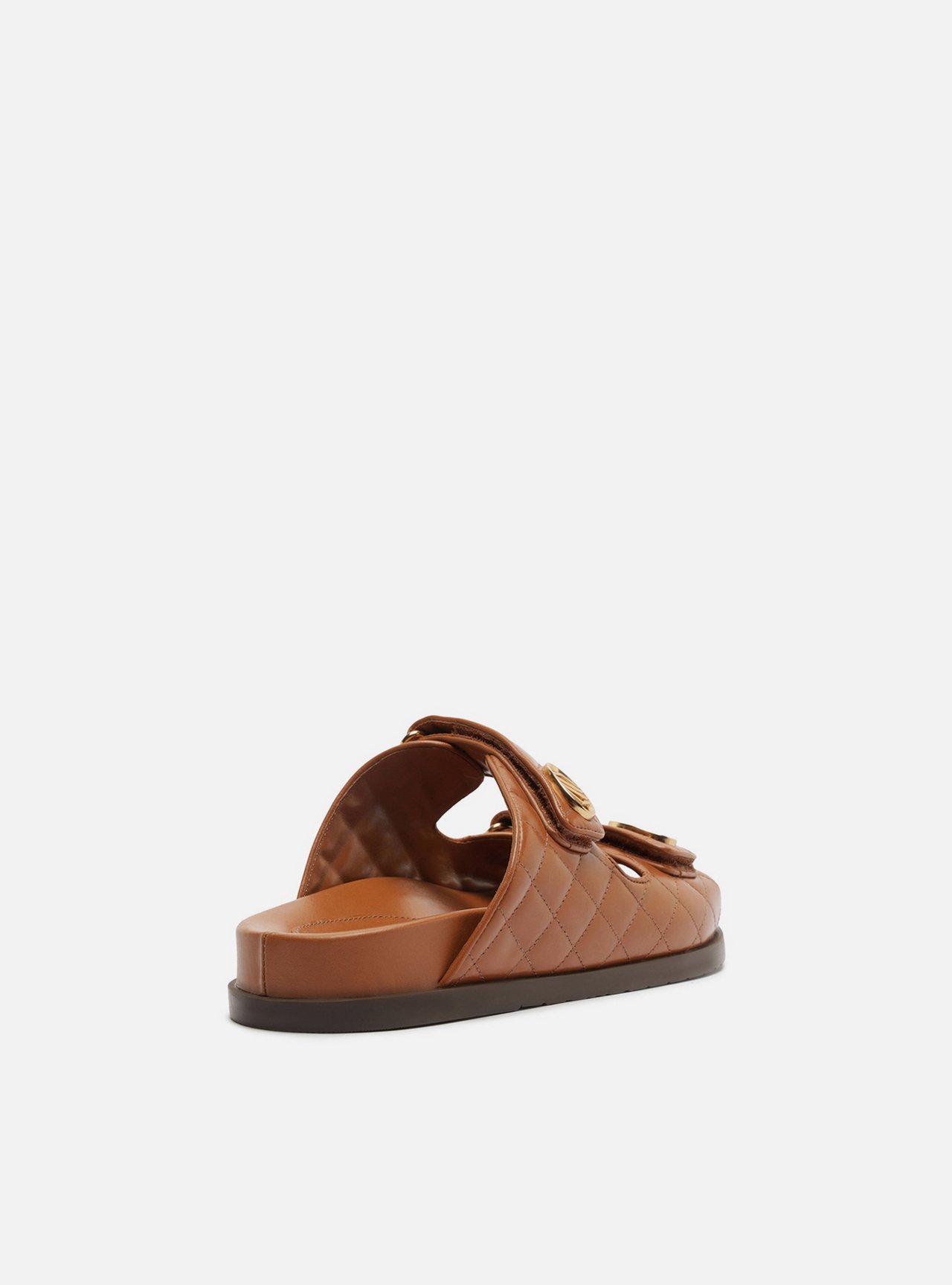 Sandália Papete Marrom Couro Flatform Matelassê — foto 3