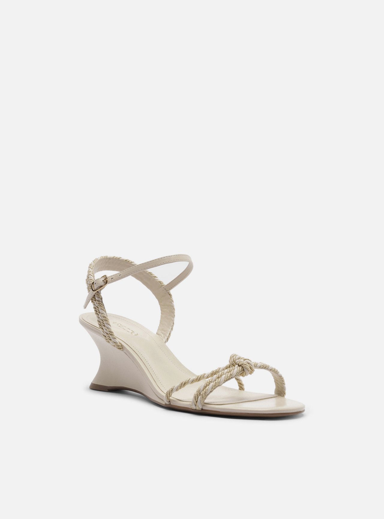 Sandália Off-White Anabela Tiras Cordão — foto 2