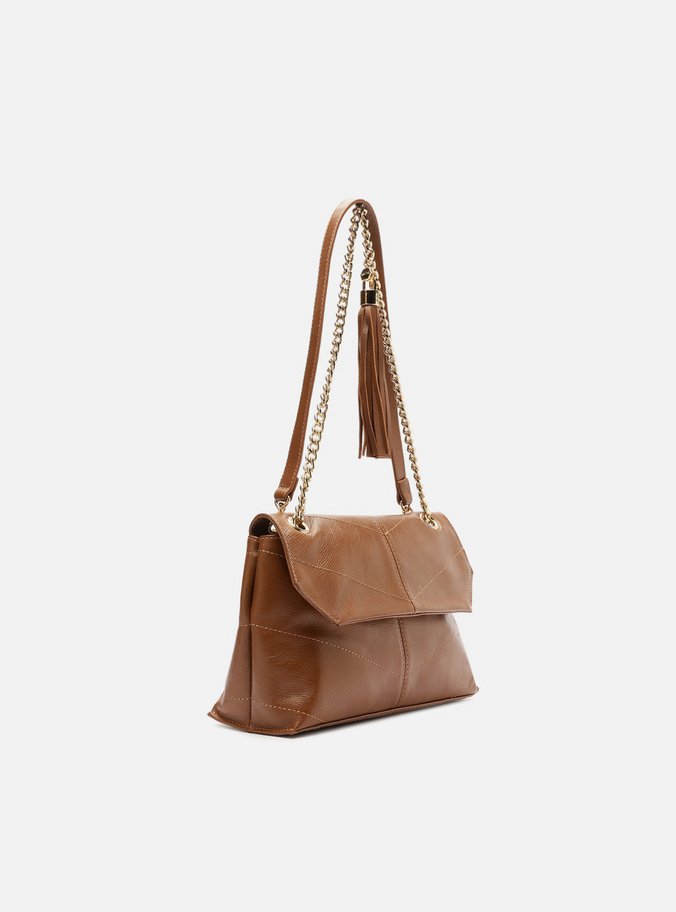 Bolsa Tiracolo Marrom Couro Pequena Barbicacho