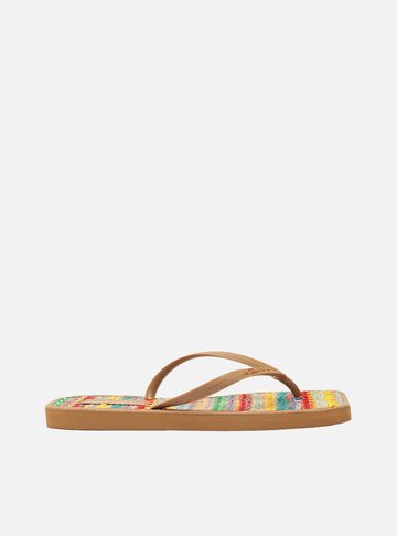 Chinelo de Dedo Marrom Square Crochê Brizza