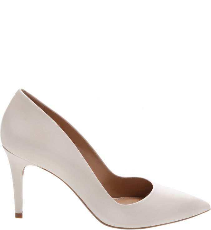 Scarpin Médio Couro Off-White
