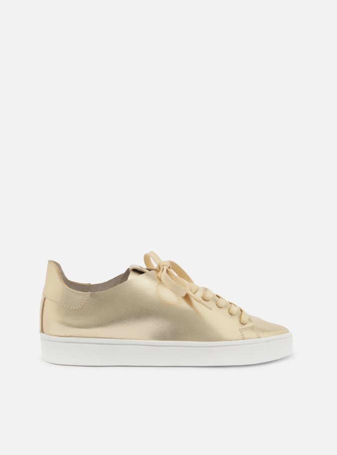 Tênis Dourado Couro Cadarço Casual