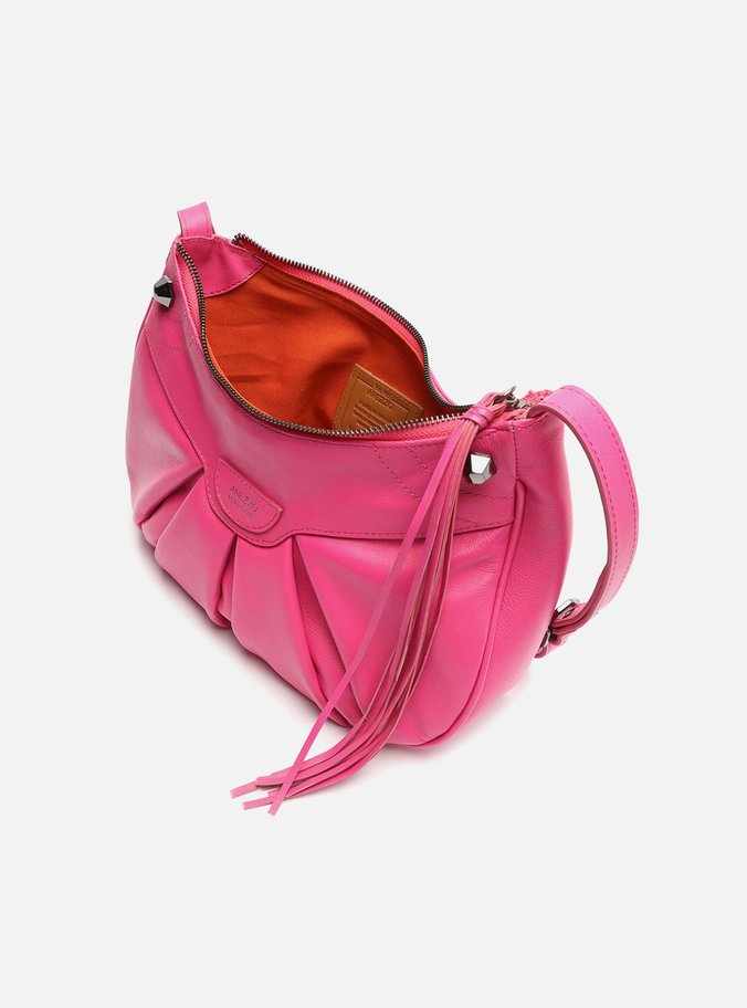 Bolsa Tiracolo Rosa Couro Piera Média