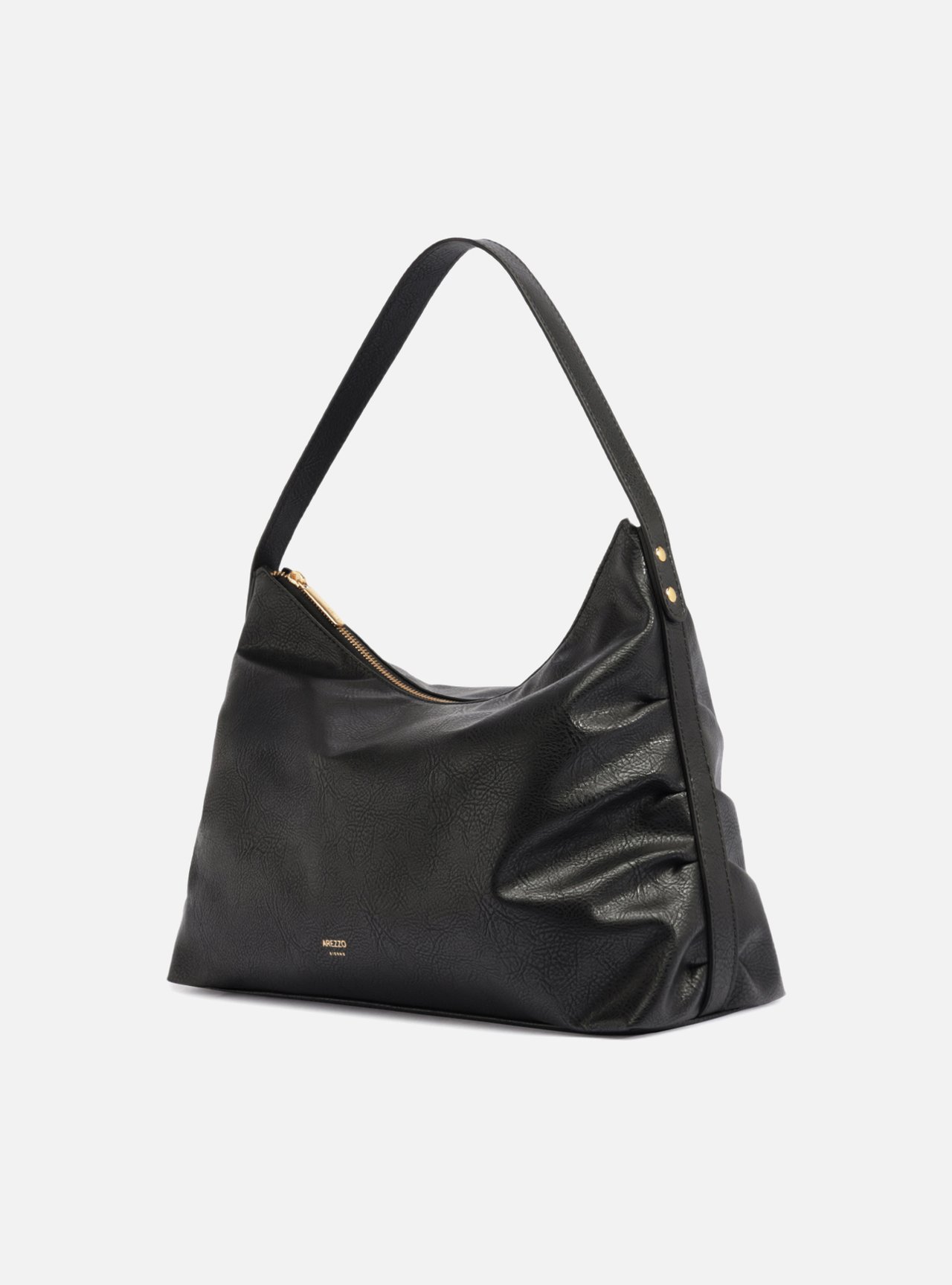 Bolsa Hobo Preta Grande Franzida — foto 2