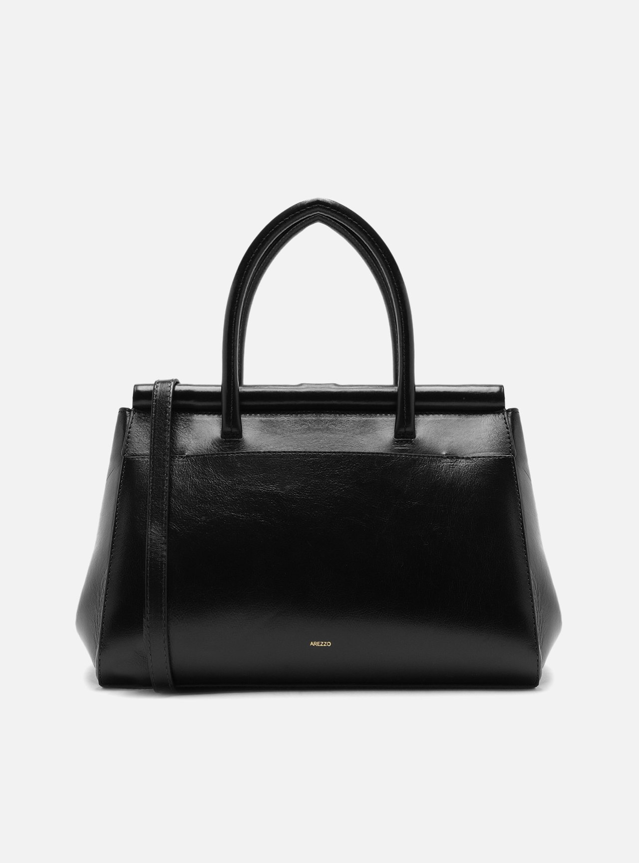 Bolsa Tote Preta Couro Grande Encaixe Metal — foto 3