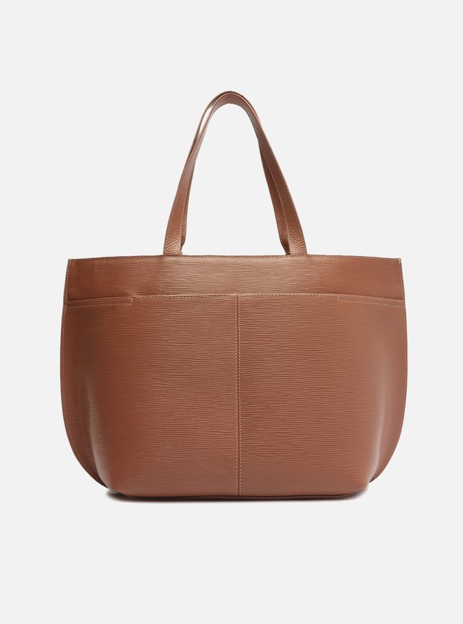 Bolsa Shopping Marrom Couro Abraccio Grande