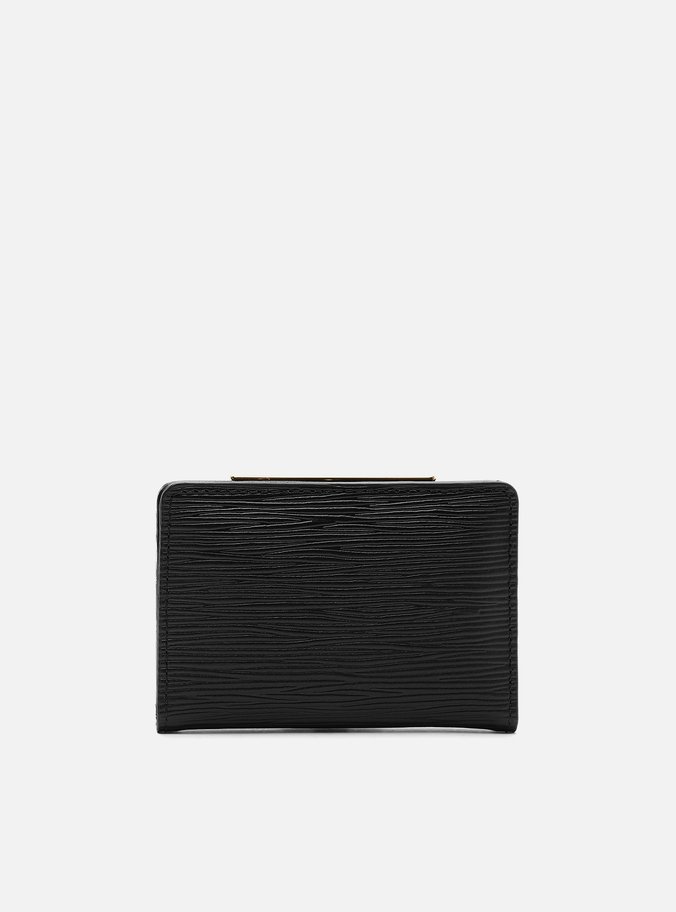 Porta-Cartões Preto Couro Wave Pequeno Metal