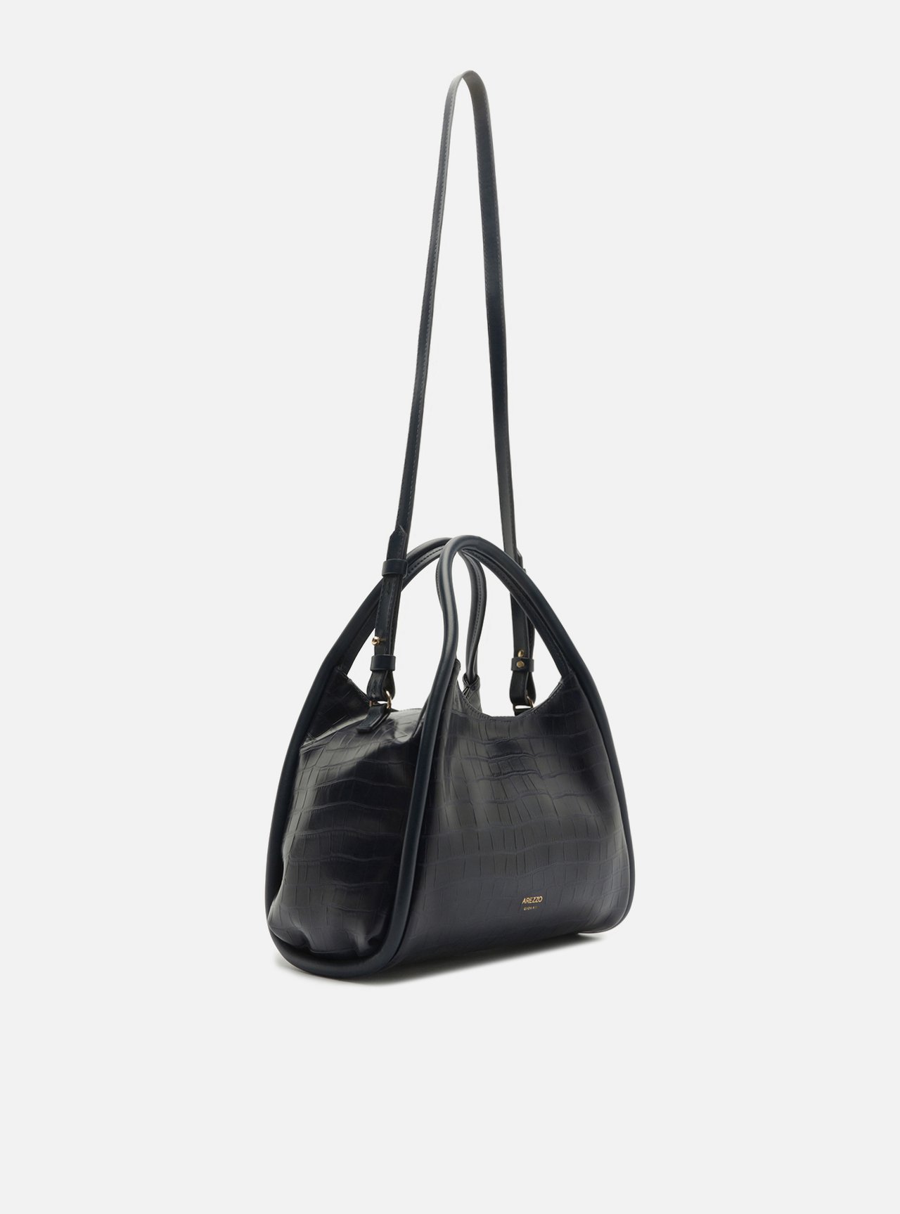 Bolsa Tiracolo Azul Média Croco — foto 2