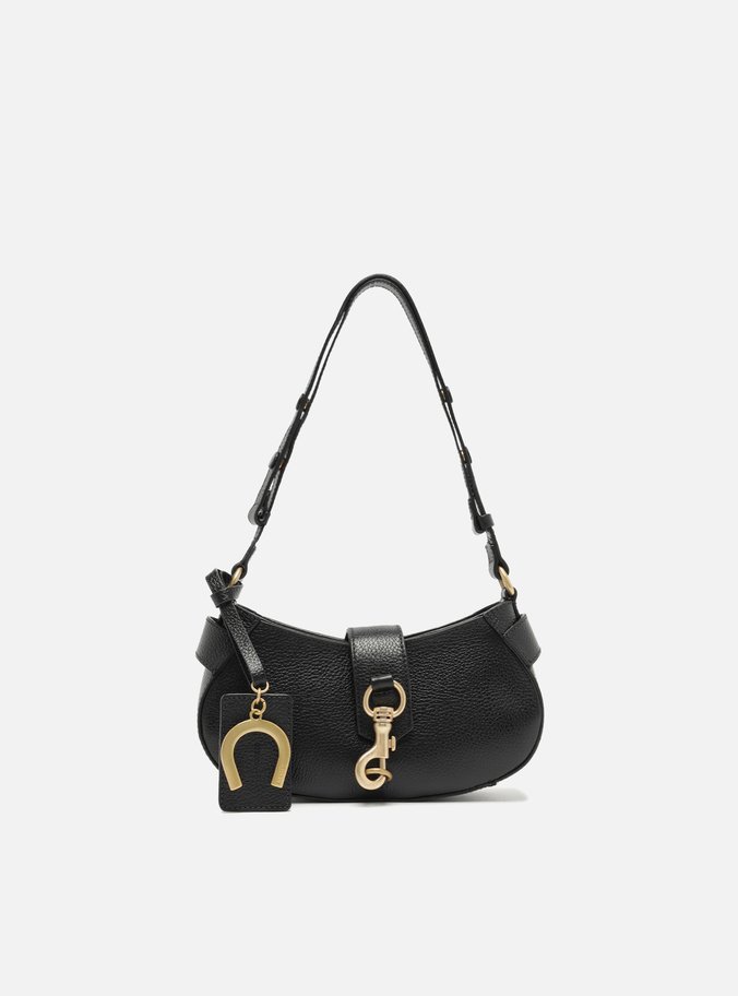 Bolsa Tiracolo Preta Couro Pequena Bag Charm