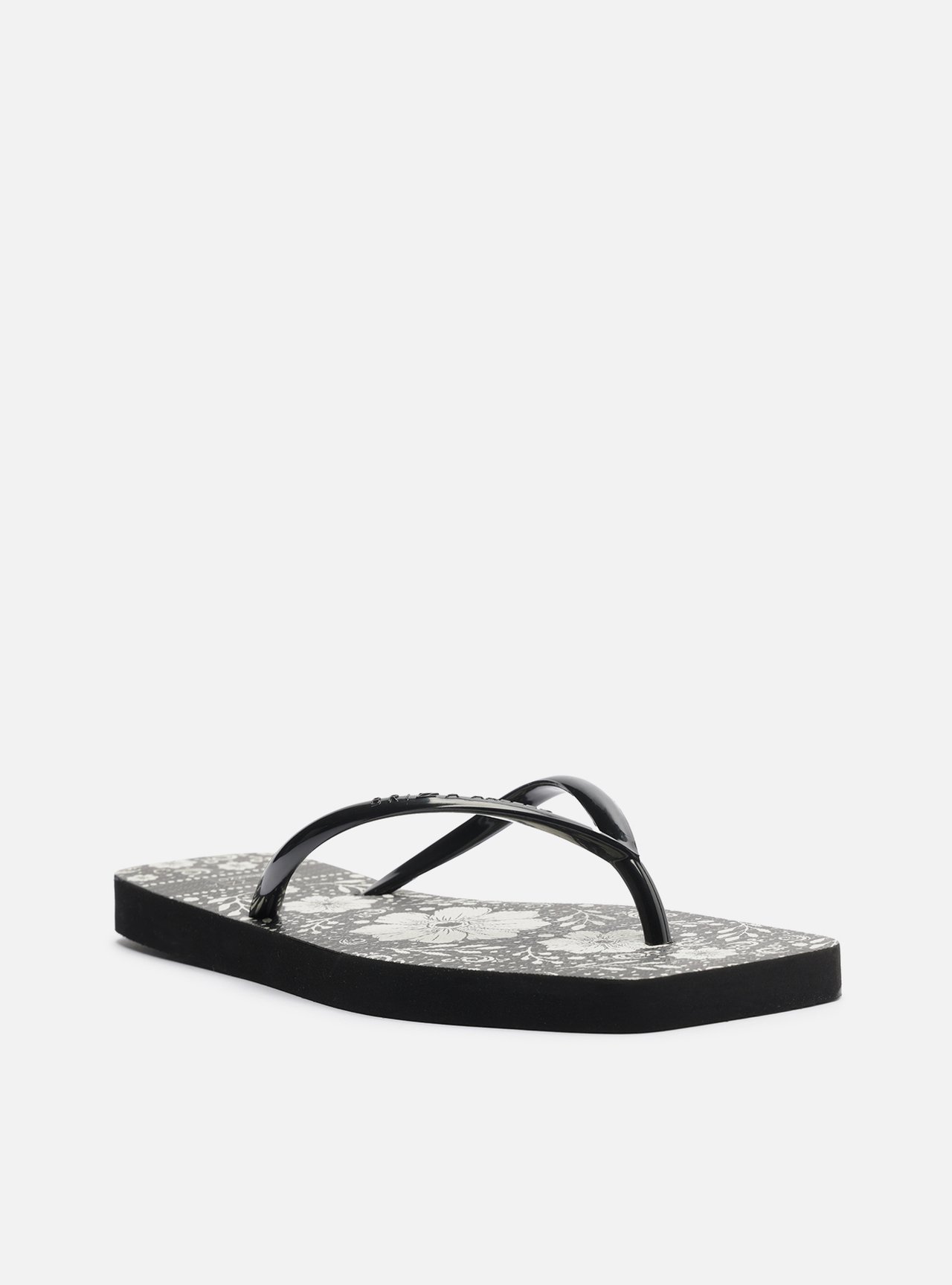 Chinelo de Dedo Preto Flat Brizza Estampa Flores — foto 2