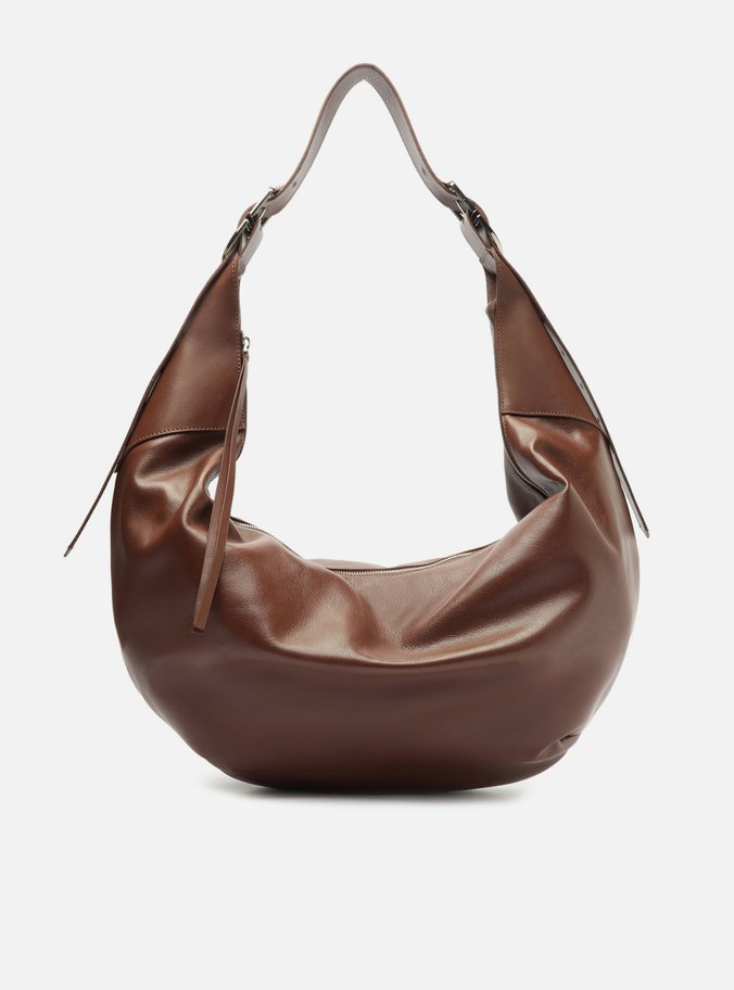 Bolsa Hobo Marrom Couro Grande Fivelas