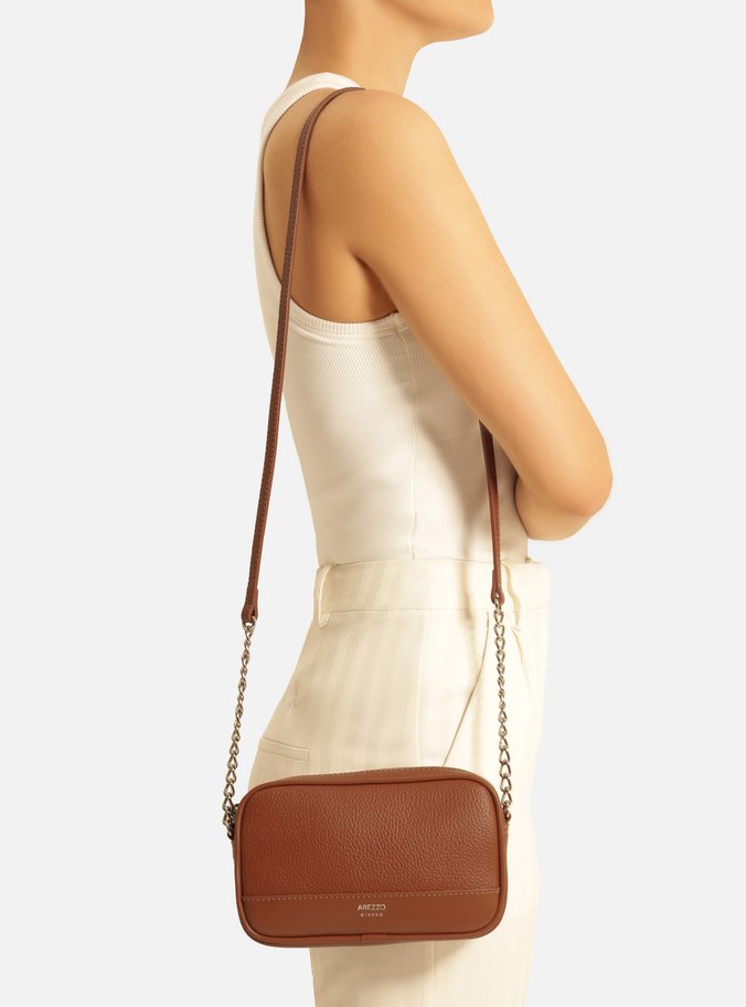 Bolsa Tiracolo Caramelo Pequena Corrente Basic