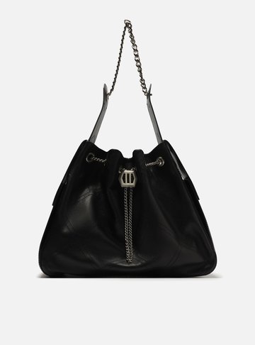 Bolsa Hobo Preta Couro Grande Matelassê