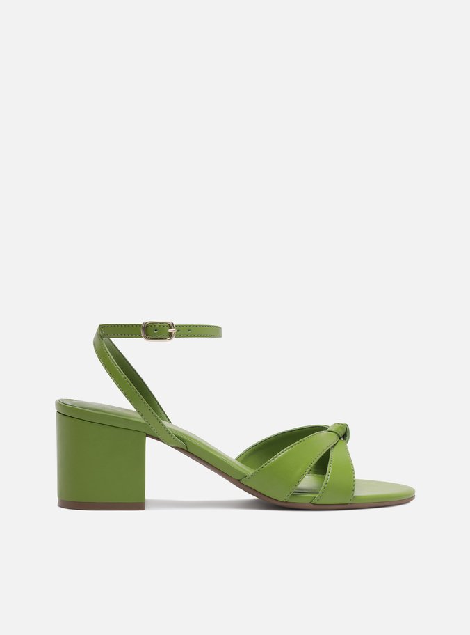 Sandália Verde Salto Bloco Fivela