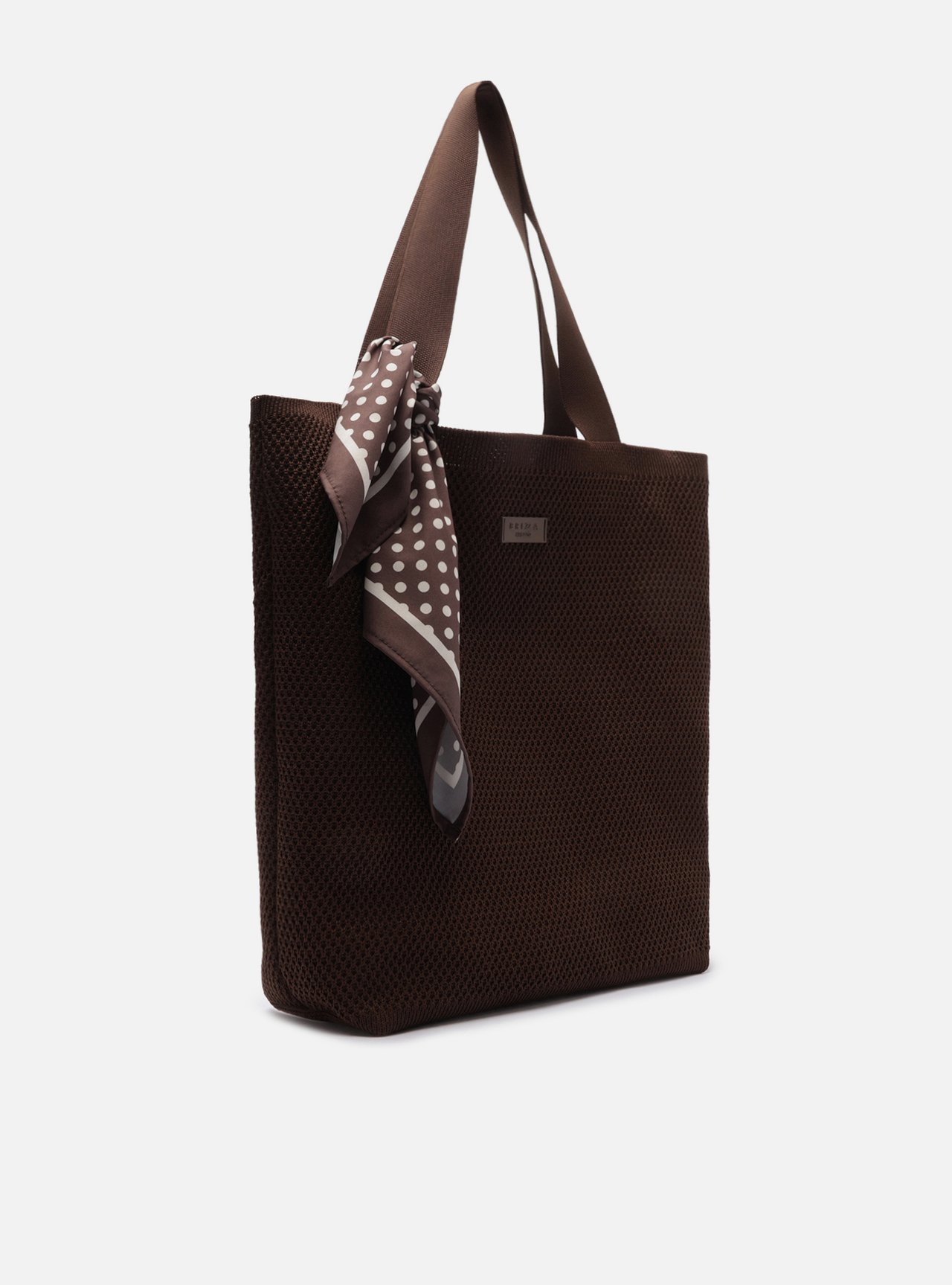 Bolsa Shopping Marrom Crochê Grande Lenço Brizza — foto 5