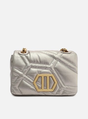 Bolsa Tiracolo Prata Couro Emma Sporty Média