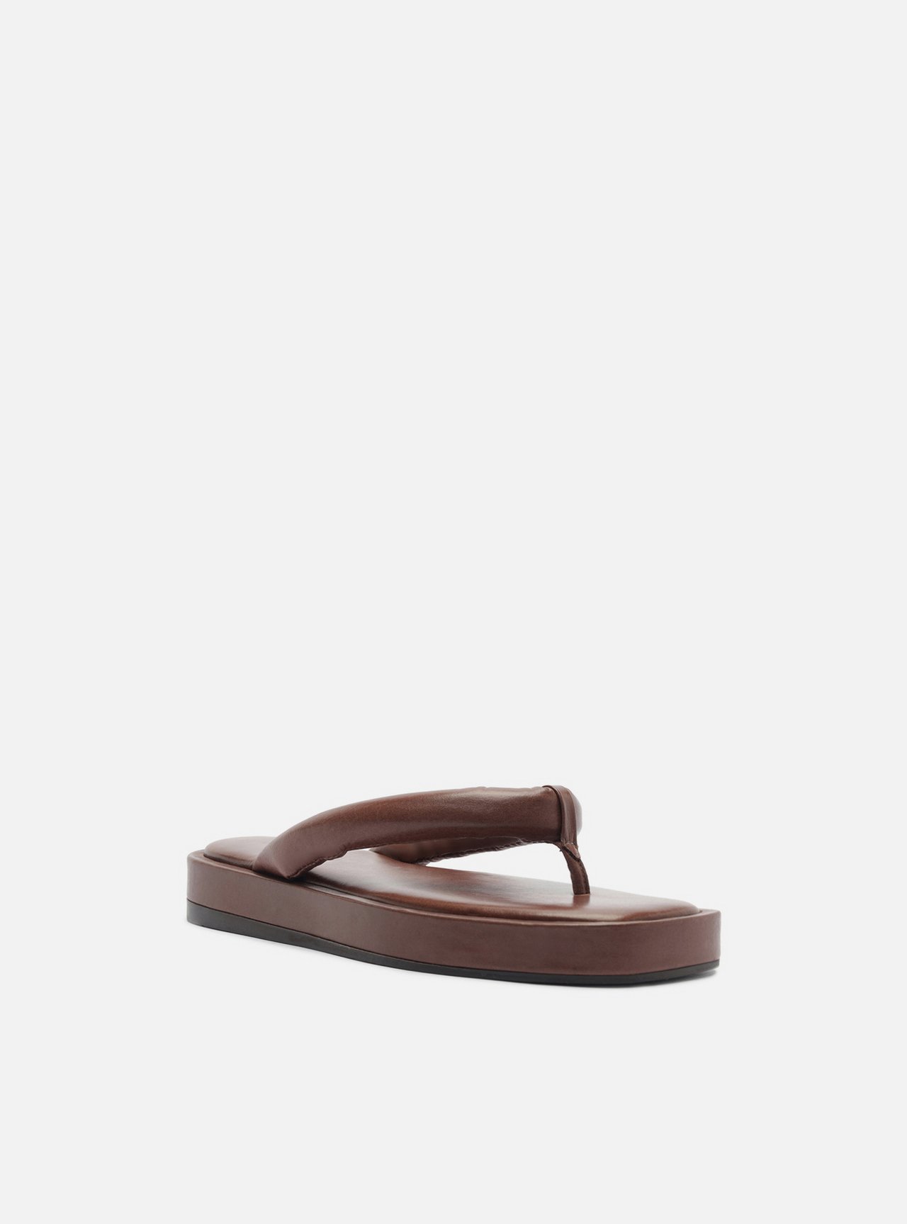 Sandália Marrom Couro Salto Flatform Tiras — foto 2