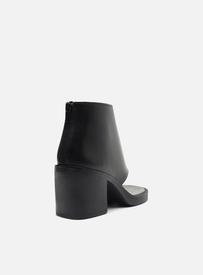 Sandal Boot Preta Couro Salto Bloco