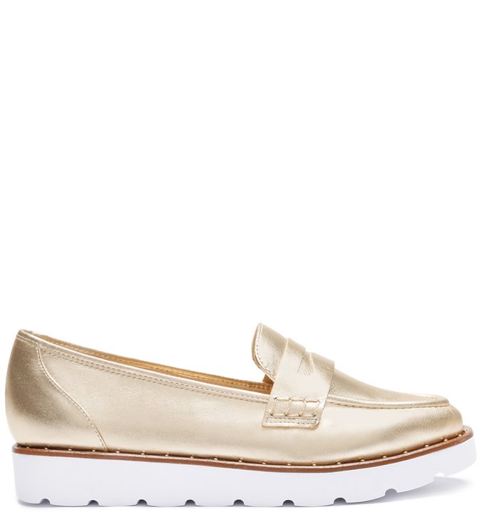 Mocassim Flatform Sola Branca Platino