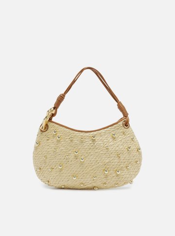 Bolsa Tiracolo Palha Natural Média Esferas