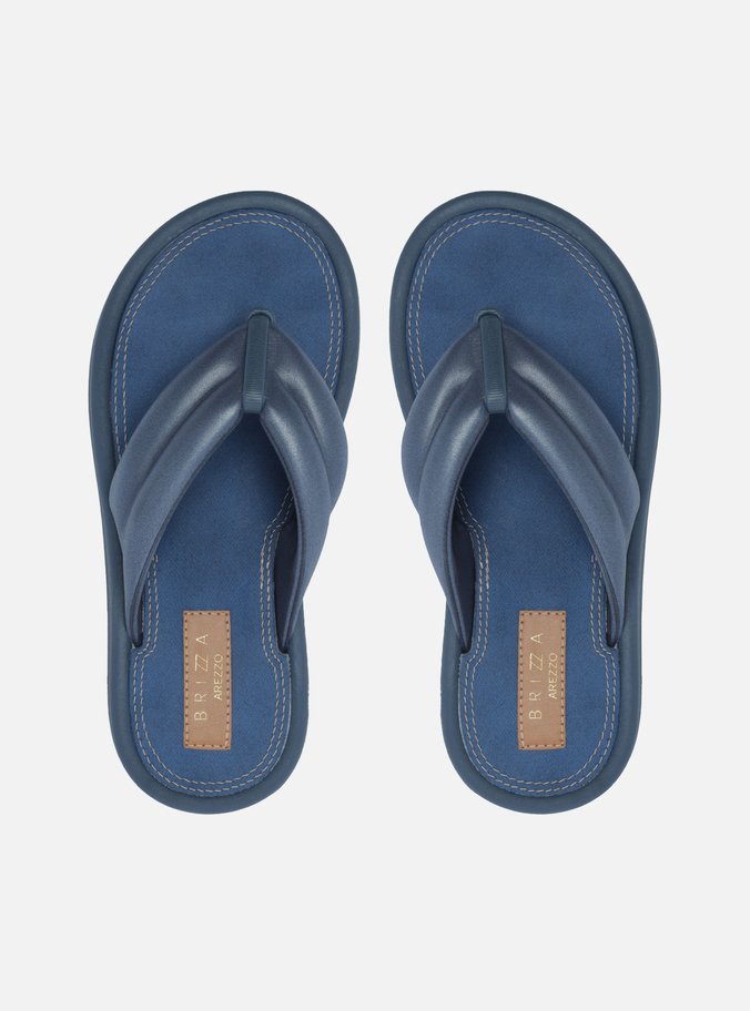 Sandália Azul Denim Tiras Largas Flatform Kim
