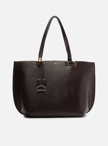 Bolsa Shopping Marrom Escura Couro Abraccio Grande