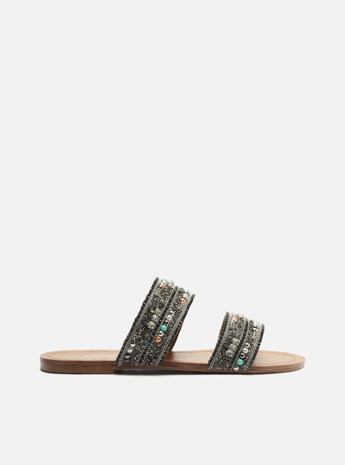 Rasteira Preta Tira Strass