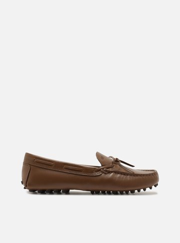 Arezzo — Mocassim Marrom Couro Bico Redondo Lacinho